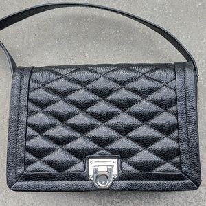REBECCA MINKOFF SMALL BLACK QUILTED CROSSBODY BAG